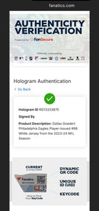 Dallas Goedert Philadelphia Eagles Game Used Worn Jersey 10/8/23 117 Yards TD