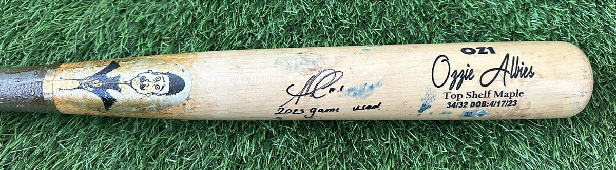 Ozzie Albies Atlanta Braves Game Used Bat Birdman 2023 Career HR 108 MLB Auth