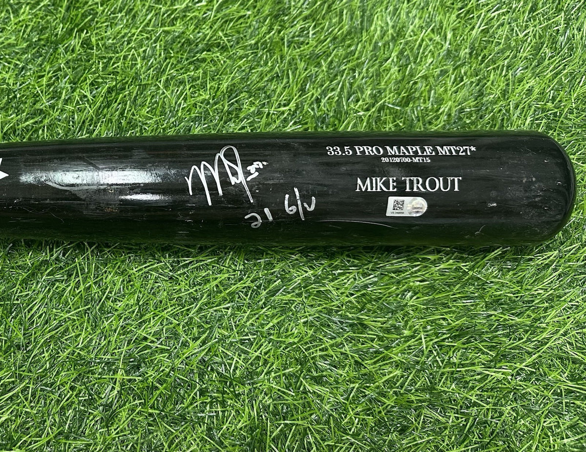 Mike Trout Angels Game Used Bat Signed 2021  Anderson LOA MLB Auth 2 Hits