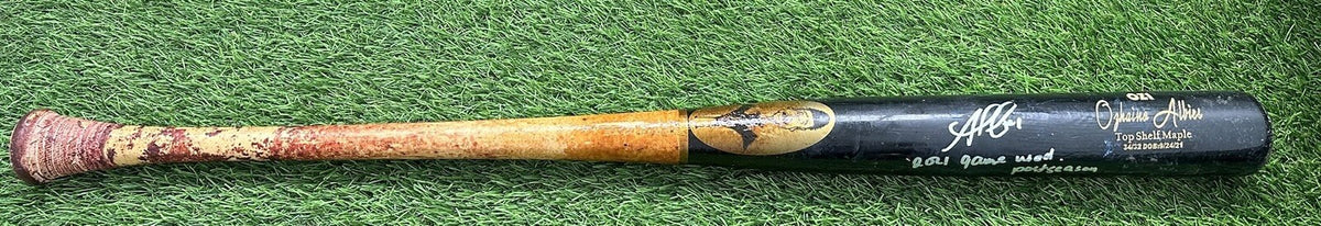 Ozzie Albies Atlanta Braves Game Used Bat “2021 NLDS Game 1” Signed PSA 10