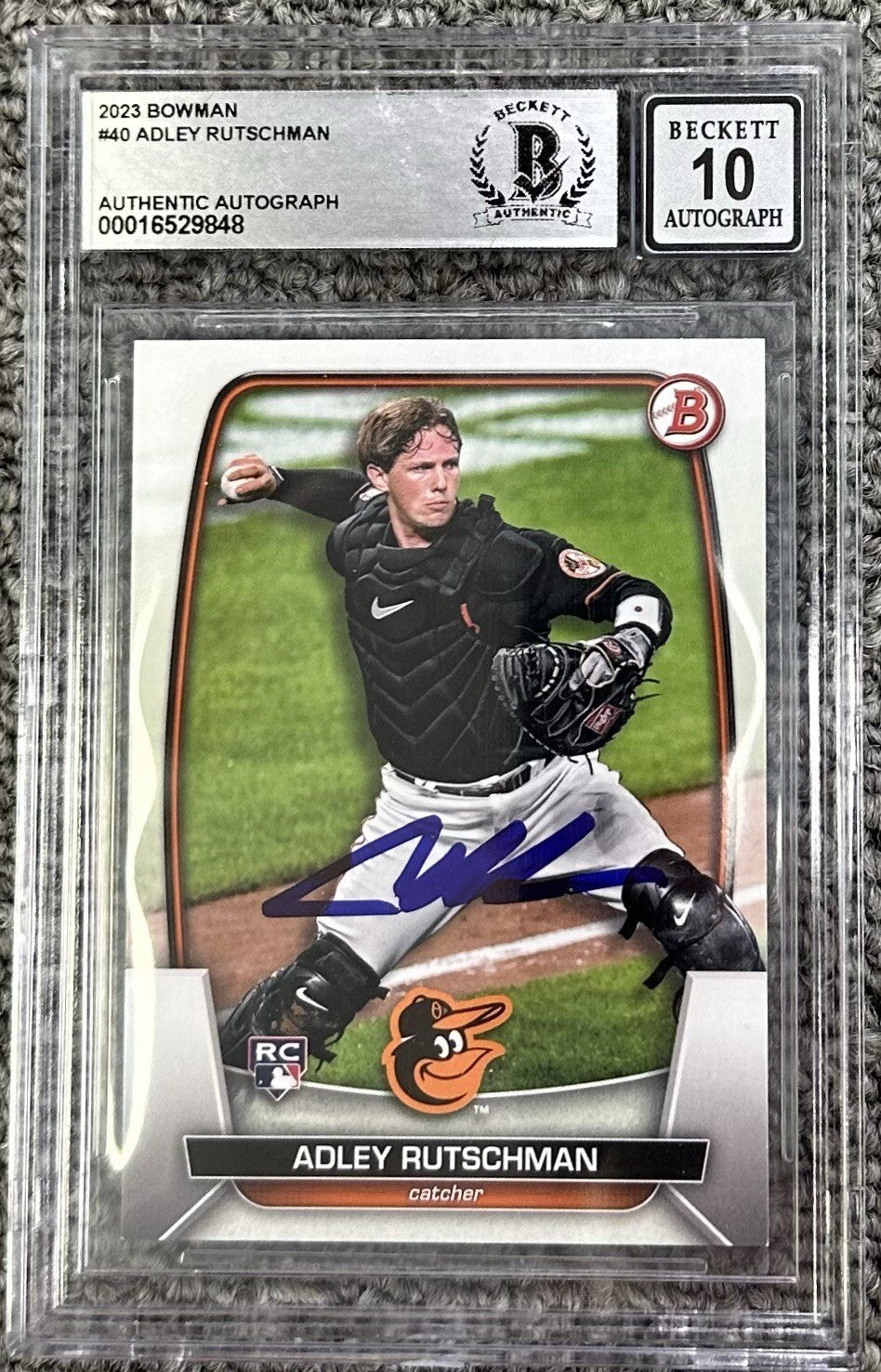 Adley Rutschman 2023 Bowman Signed Rookie Card #40 BGS 10 Auto