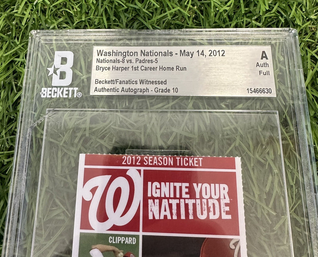 Bryce Harper Game Used Ticket “1st Career HR” BAS 10 Auth MLB Auth