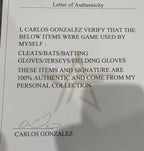 Carlos Gonzalez Colorado Rockies Game Used Jersey “Career Hits 1004-1006” Signed
