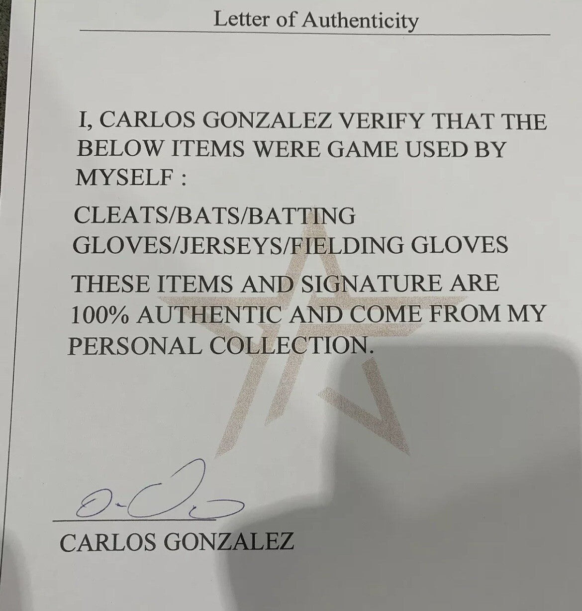 Carlos Gonzalez Colorado Rockies Game Used Jersey “Career Hits 1004-1006” Signed