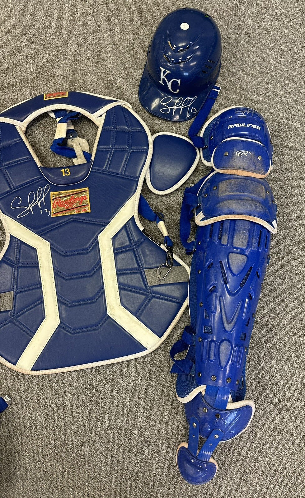 Salvador Perez Kansas City Royals Game Used Catchers Gear Full Set 2023 GUG LOA