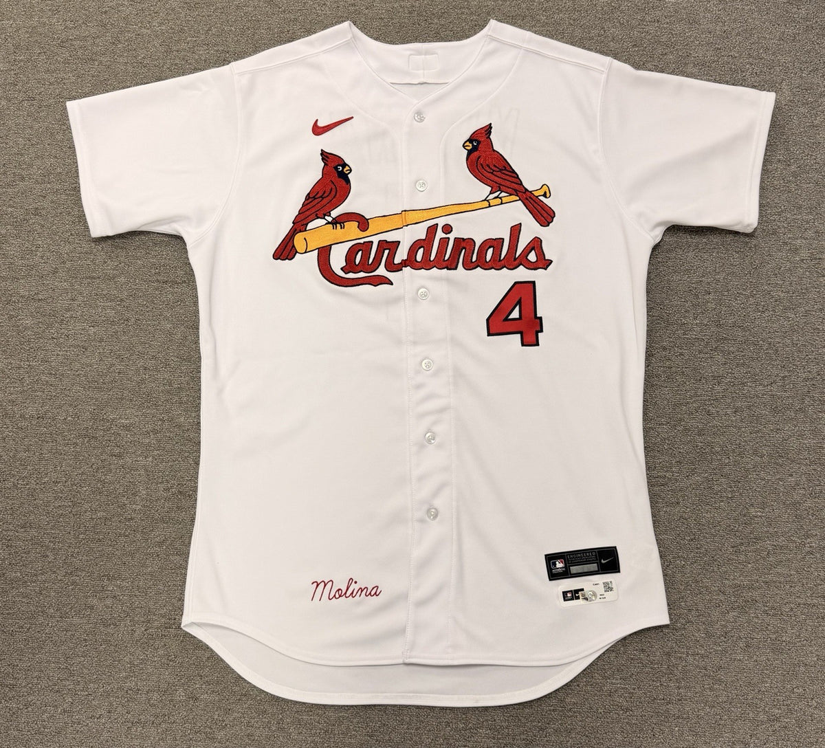 Yadier Molina St. Louis Cardinals Team Issued Jersey 2022 Home White MLB Auth