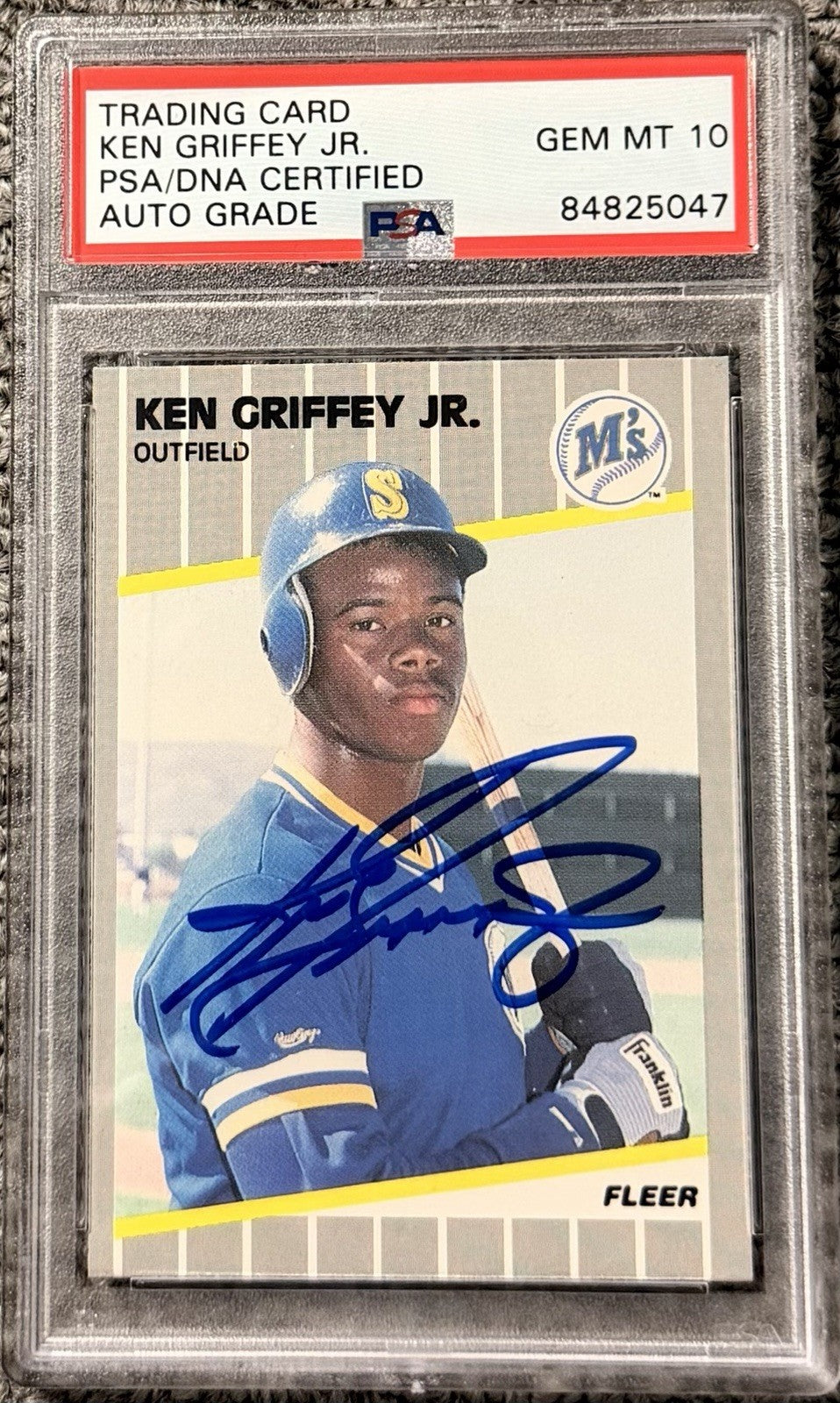Ken Griffey Jr. 1989 Fleer #548 Signed Rookie Baseball Card Auto PSA/DNA 10