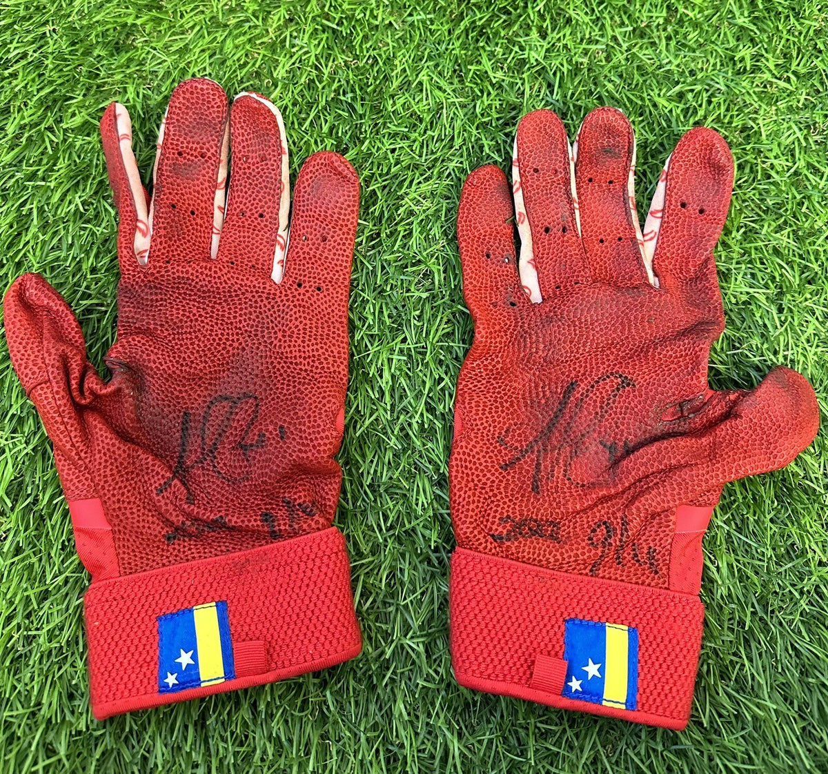 Ozzie Albies Atlanta Braves Game Used Batting Gloves 2022 Signed LOA