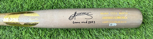 Andres Gimenez Cleveland Guardians Game Used Bat 2023 Double MLB Auth Signed
