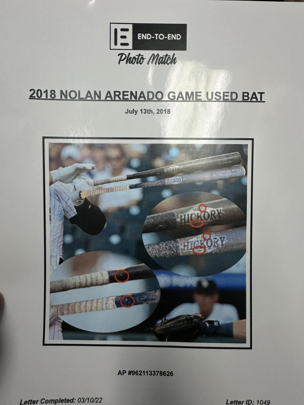 Nolan Arenado Colorado Rockies Game Used Bat 2017 Career HR 171 PSA/DNA GU 10