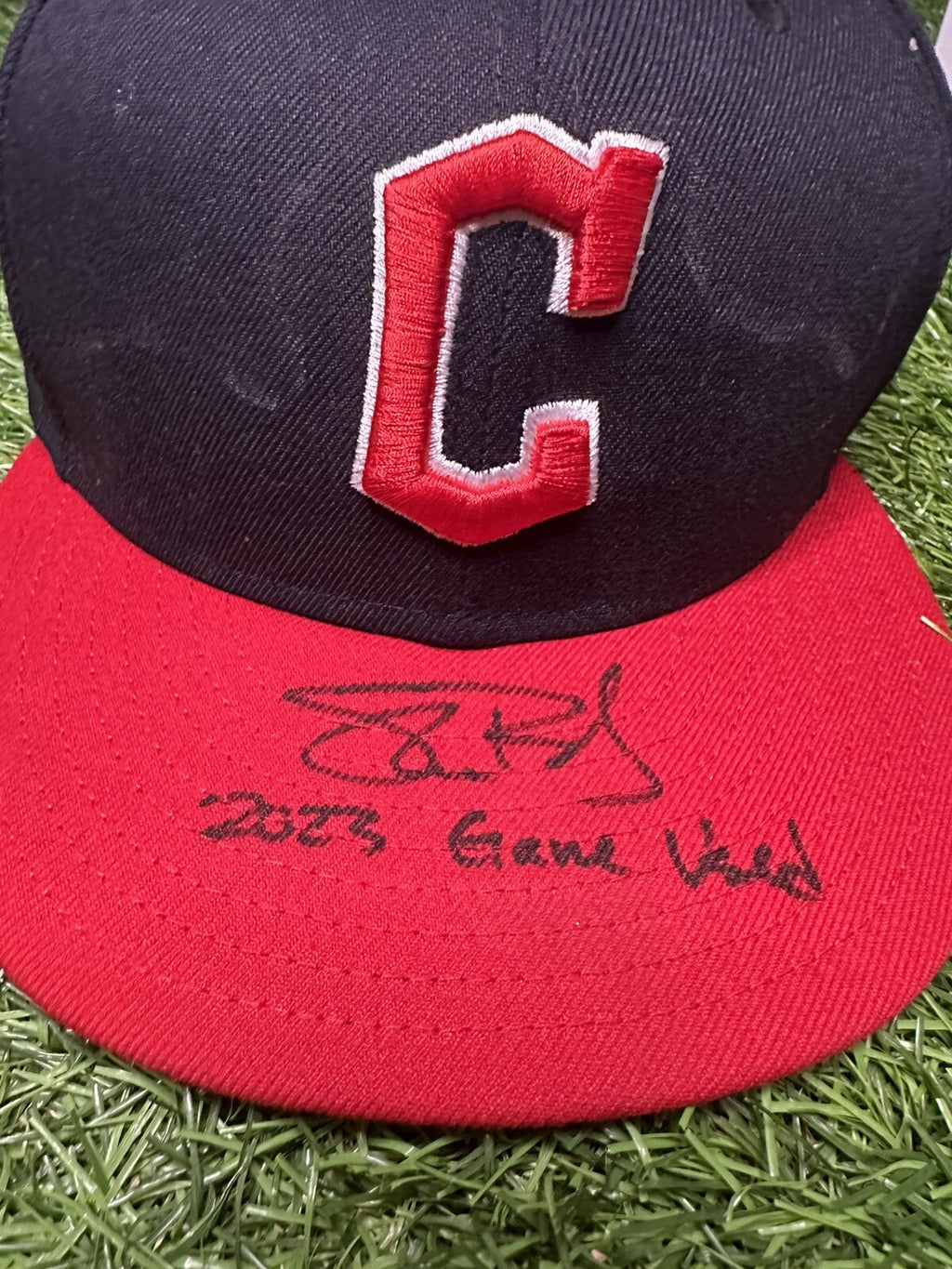 Shane Bieber Cleveland Guardians Game Used Hat 2023 5th Win MLB Auth LOA
