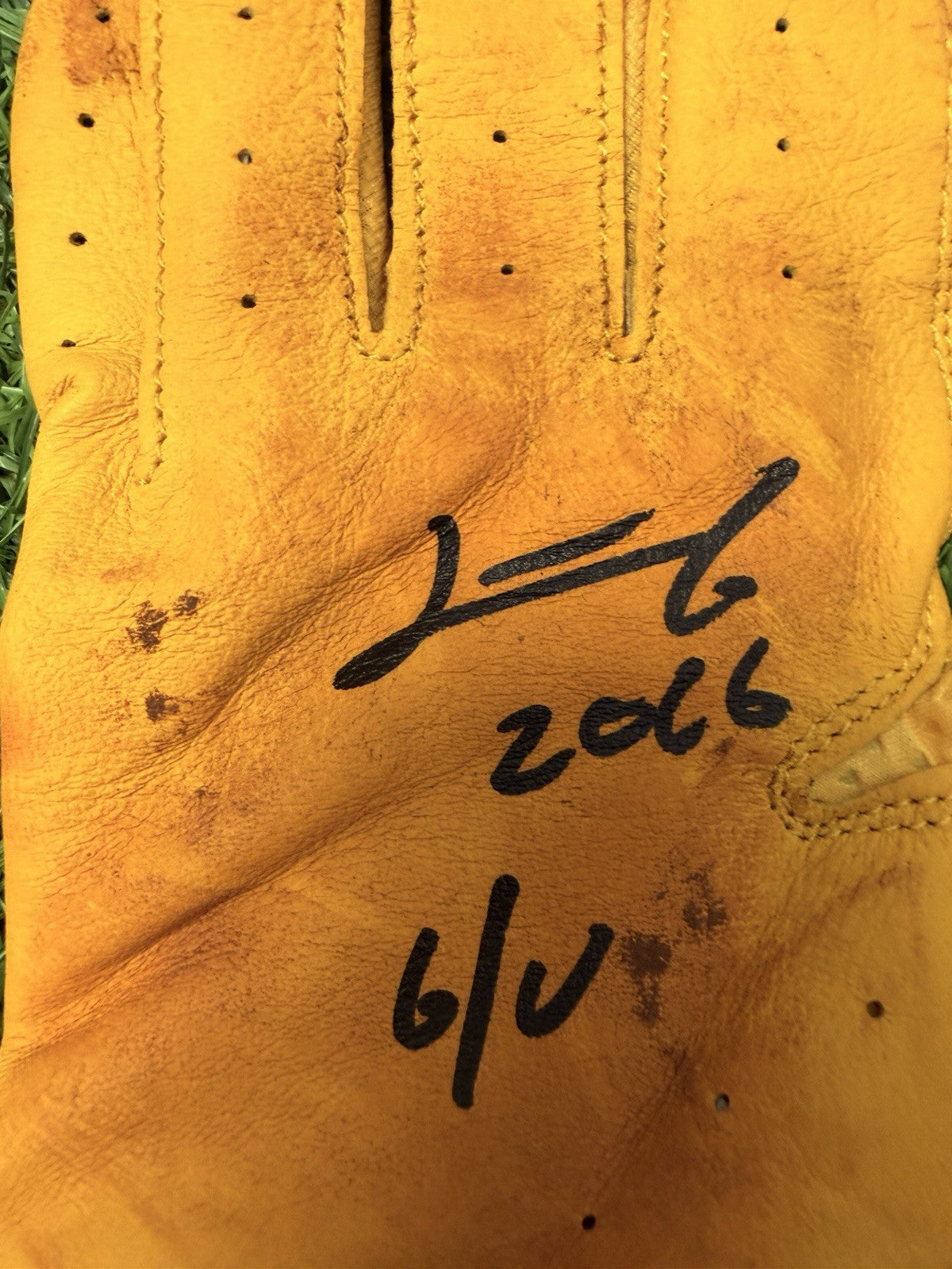 Junior Caminero Game-Used & Signed Adidas Yellow Batting Gloves – 2026 GUG LOA