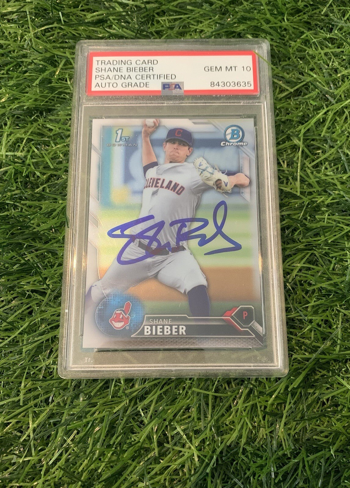 Shane Bieber Cleveland Indians 1st Bowman Chrome 2017 Signed PSA 10