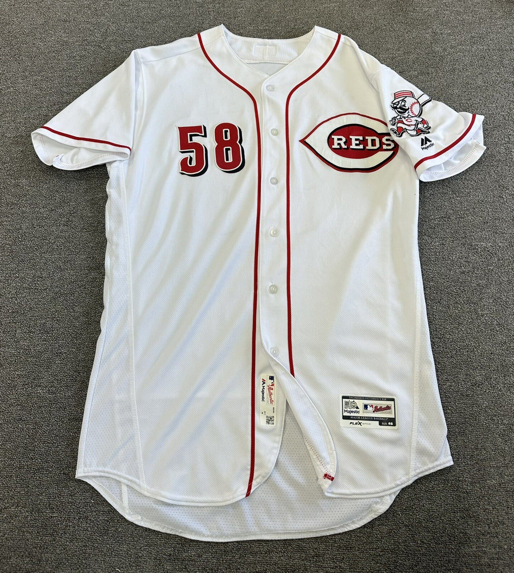 Luis Castillo Cincinnati Reds Game Used Jersey 2017 MLB Auth -  2nd Career Start