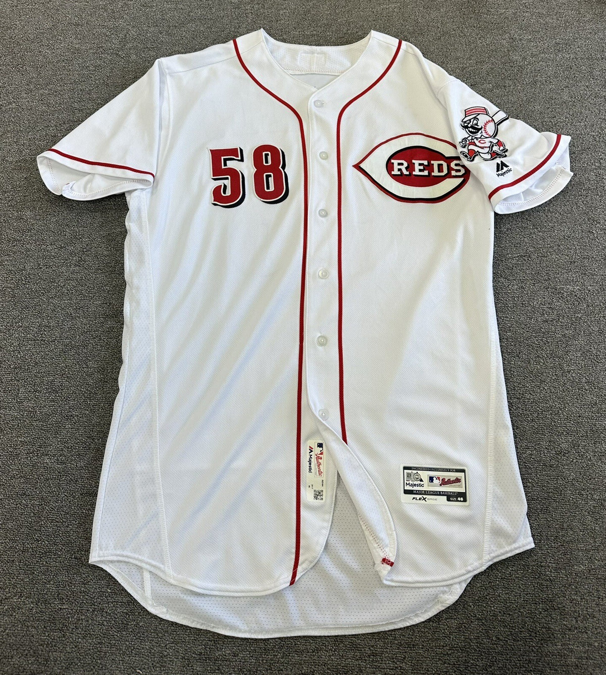 Luis Castillo Cincinnati Reds Game Used Jersey 2017 MLB Auth -  2nd Career Start
