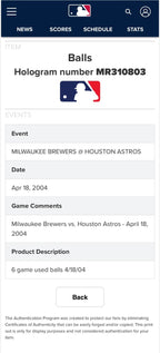 Roger Clemens Astros Game Used Baseball Career Win 313 4/18/04 MLB Auth LOA Auto