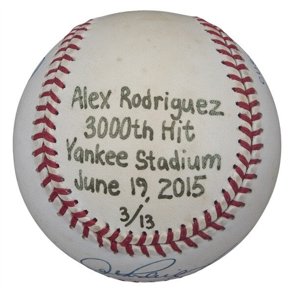 Alex Rodriguez New York Yankees 3000th Hit Signed Commemorative Baseball 3/13