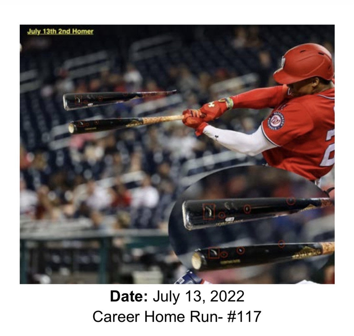Juan Soto Game Used Bat 2022 Career HR’s #116 #117 MLB Auth Photo Matched