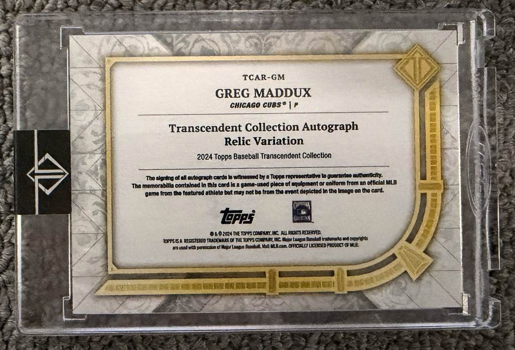Greg Maddux Topps Transcendent 2024 Baseball Card TCAR-GM Signed #’ed 11/25