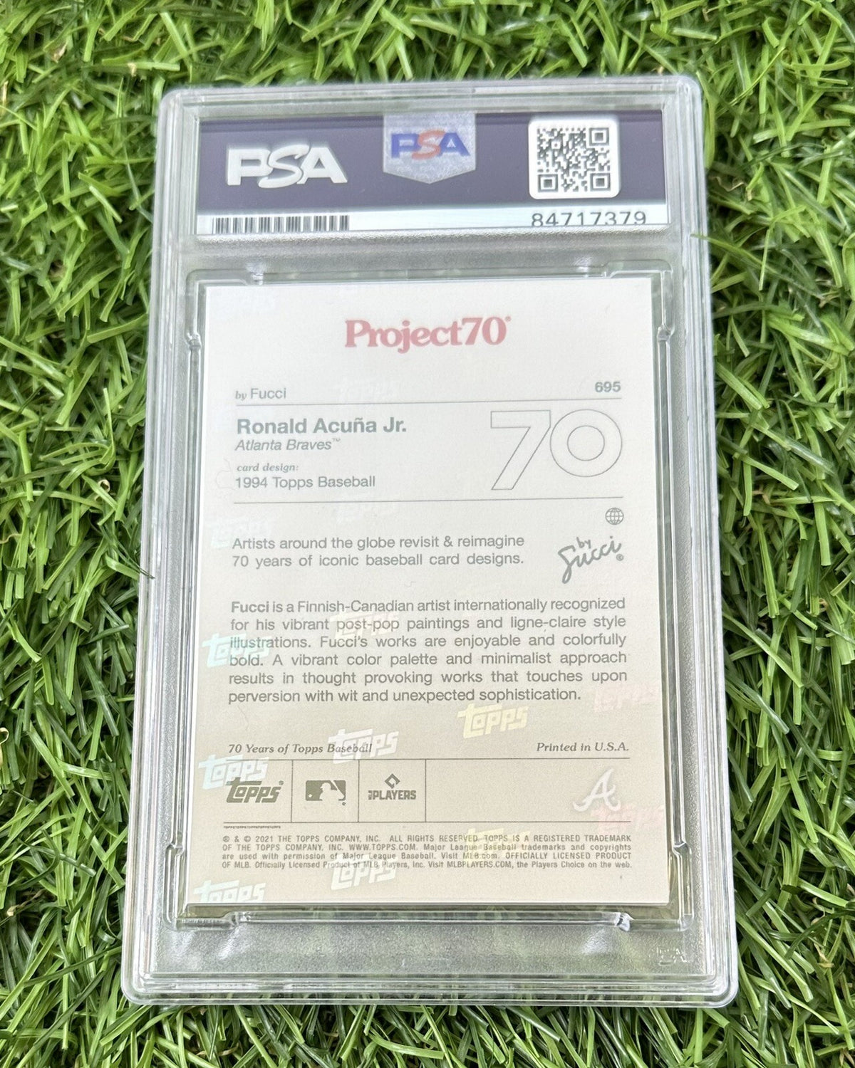 Ronald Acuna Jr. Signed 2022 Topps Project 70 #695 Auto PSA Auth
