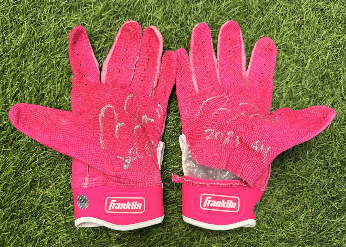 Jose Ramirez Guardians Game Used Custom Batting Gloves Pink Signed GUG LOA 2026
