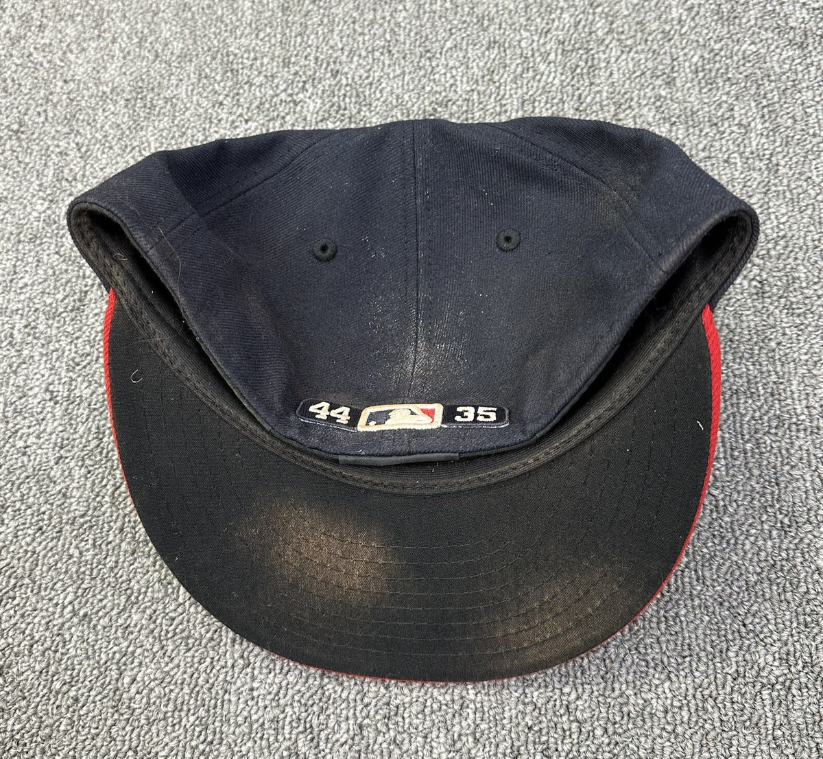 Ozzie Albies Atlanta Braves Game Used Hat 2021 “44/35 Patches” Signed LOA