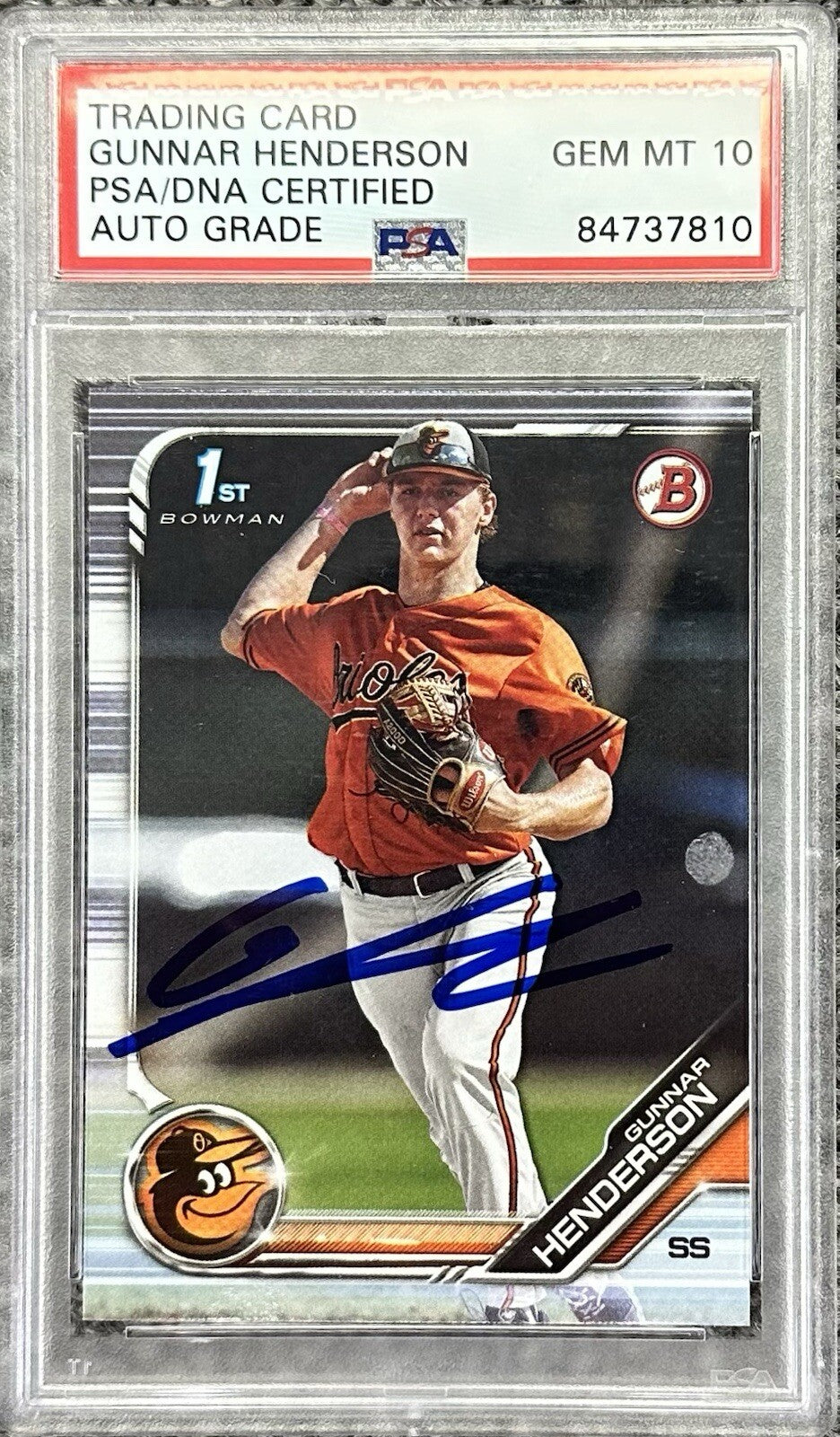 Gunnar Henderson 2020 1st Bowman Signed Rookie Card #BD-22 PSA/DNA 10 Auto