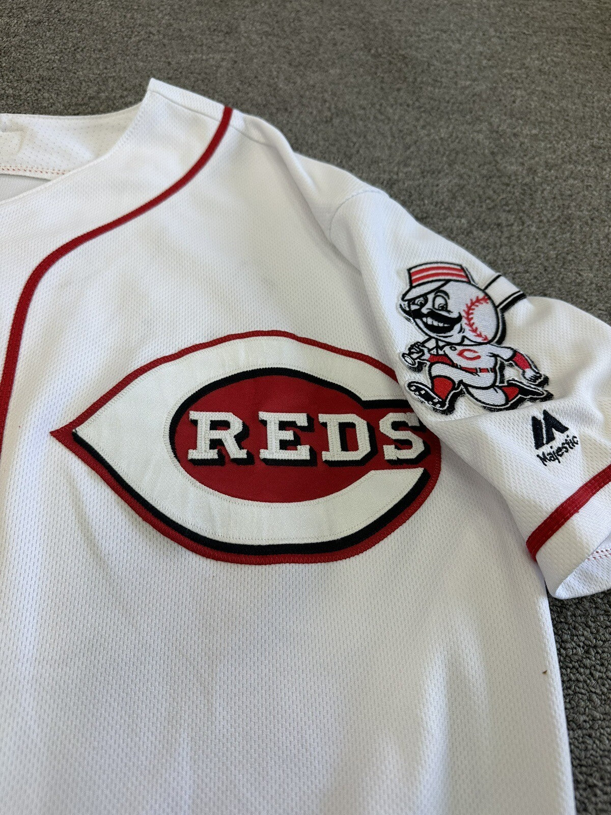 Luis Castillo Cincinnati Reds Game Used Jersey 2017 MLB Auth -  2nd Career Start