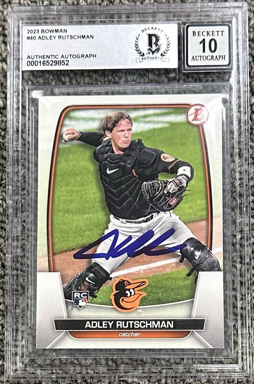 Adley Rutschman 2023 Bowman Rookie Card #40 Signed BGS 10 (Beckett) Auto