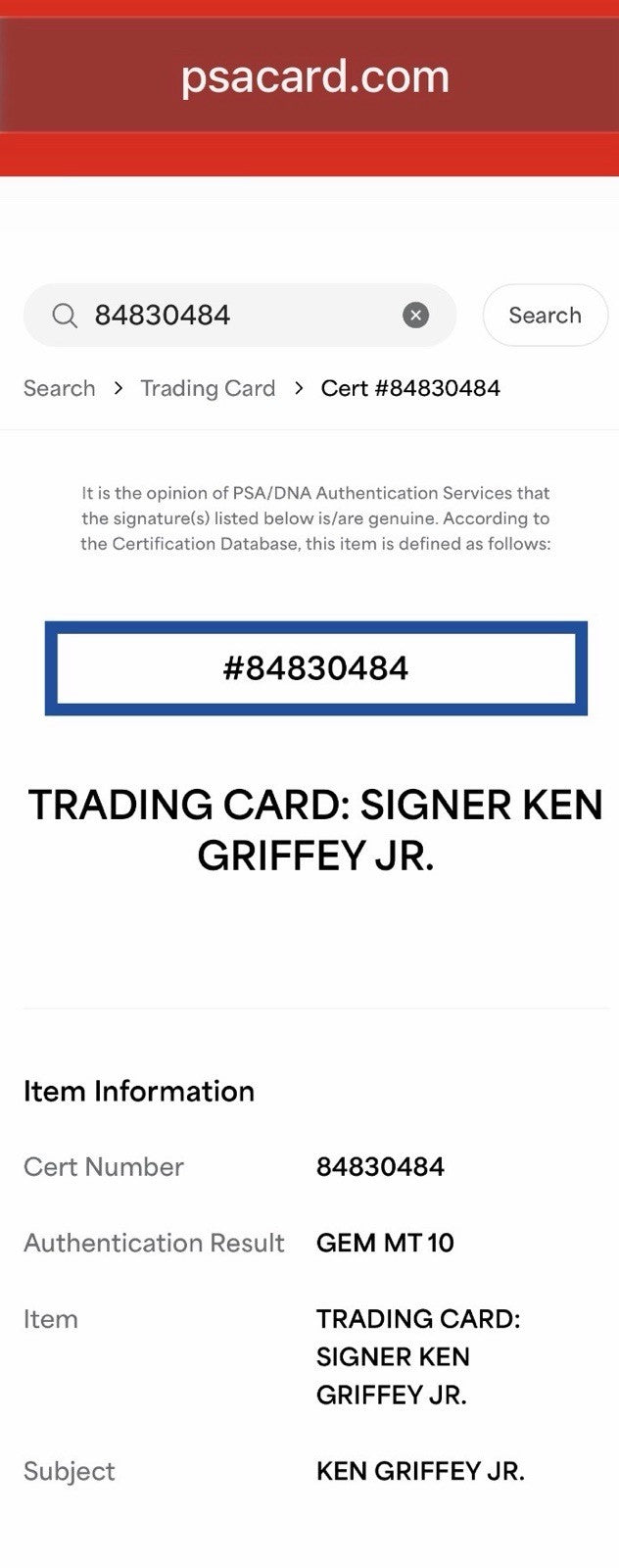 Ken Griffey Jr. 1989 Fleer #548 Signed Rookie Baseball Card Auto PSA/DNA 10