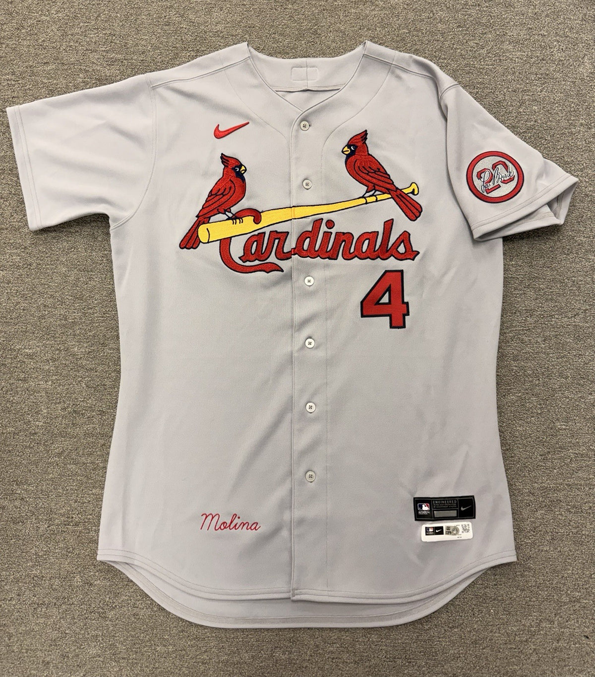 Yadier Molina St. Louis Cardinals Team Issued Jersey 2022 Brock Patch MLB Auth
