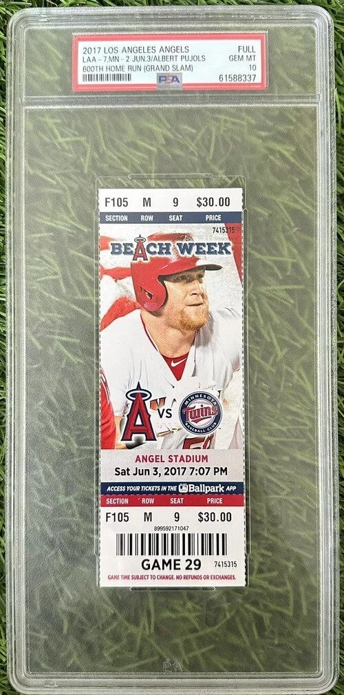 Albert Pujols 600th Career Home Run Ticket Stub   6/3/2017 PSA/DNA 10