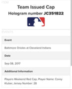 Corey Kluber Cleveland Indians Team Issued Hat “2017 Players Weekend” Signed MLB