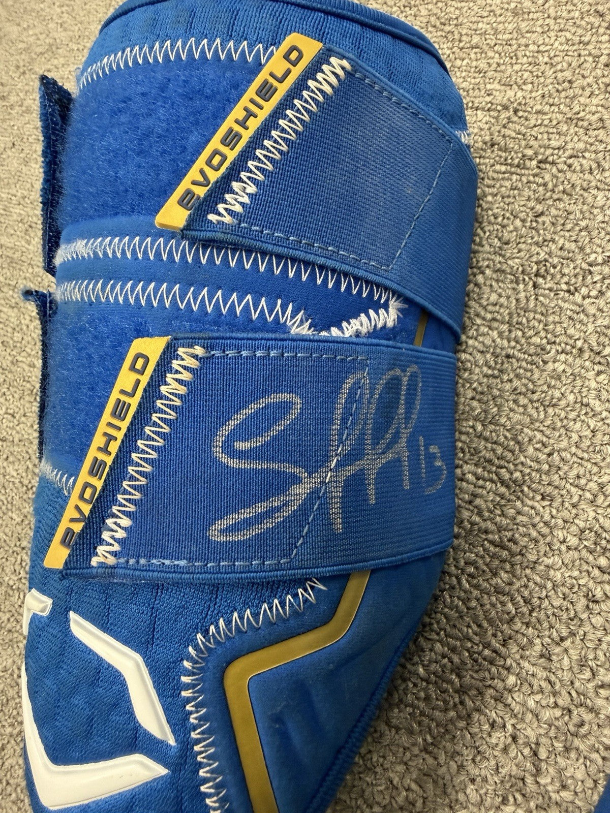 Salvador Perez Game Used Evoshield Shin Elbow Set Photo Matched 2024 GUG LOA