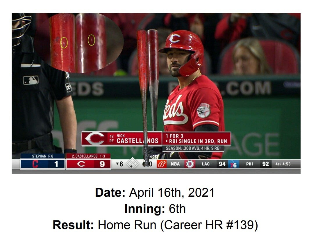 Nick Castellanos Cincinnati Reds Game Used Bat Career HR 139 MLB Auth Matched