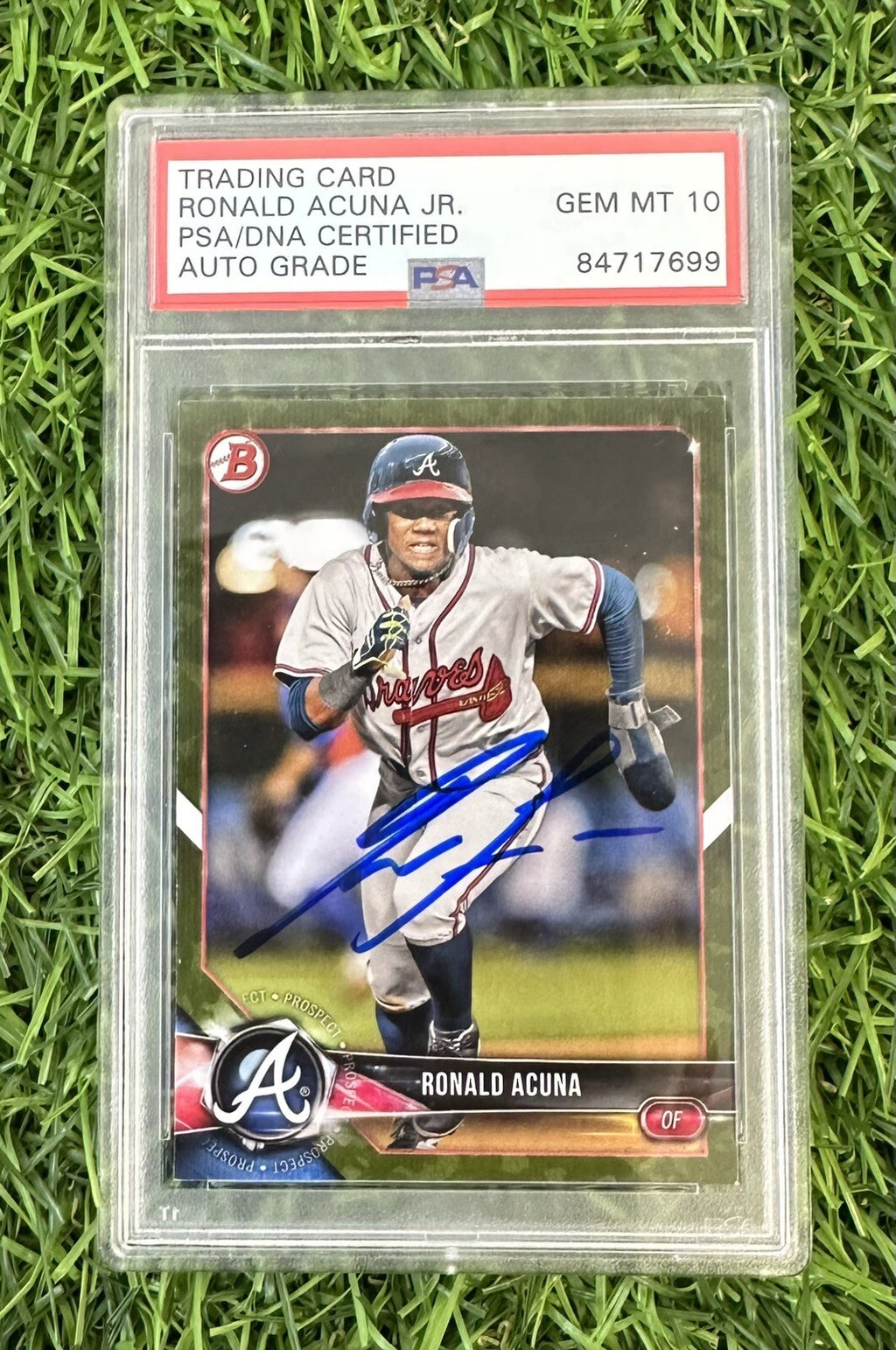 Ronald Acuna Jr. 2018 Bowman Chrome CAMO BP1 Signed Rookie Card PSA 10 Auto