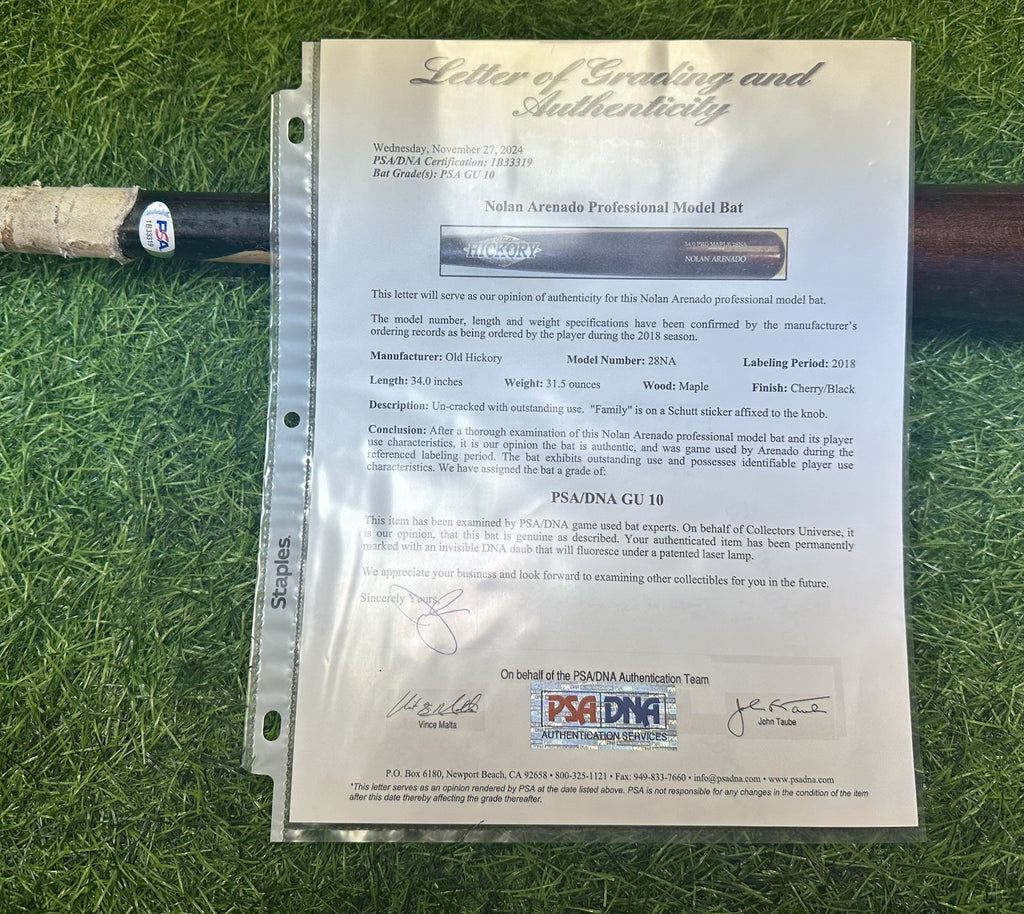 Nolan Arenado Colorado Rockies Game Used Bat 2018 PSA/DNA GU 10