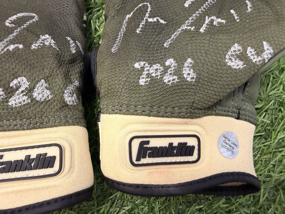 Jose Ramirez Cleveland Game Used Camo Batting Gloves Signed GUG LOA Matched 2026