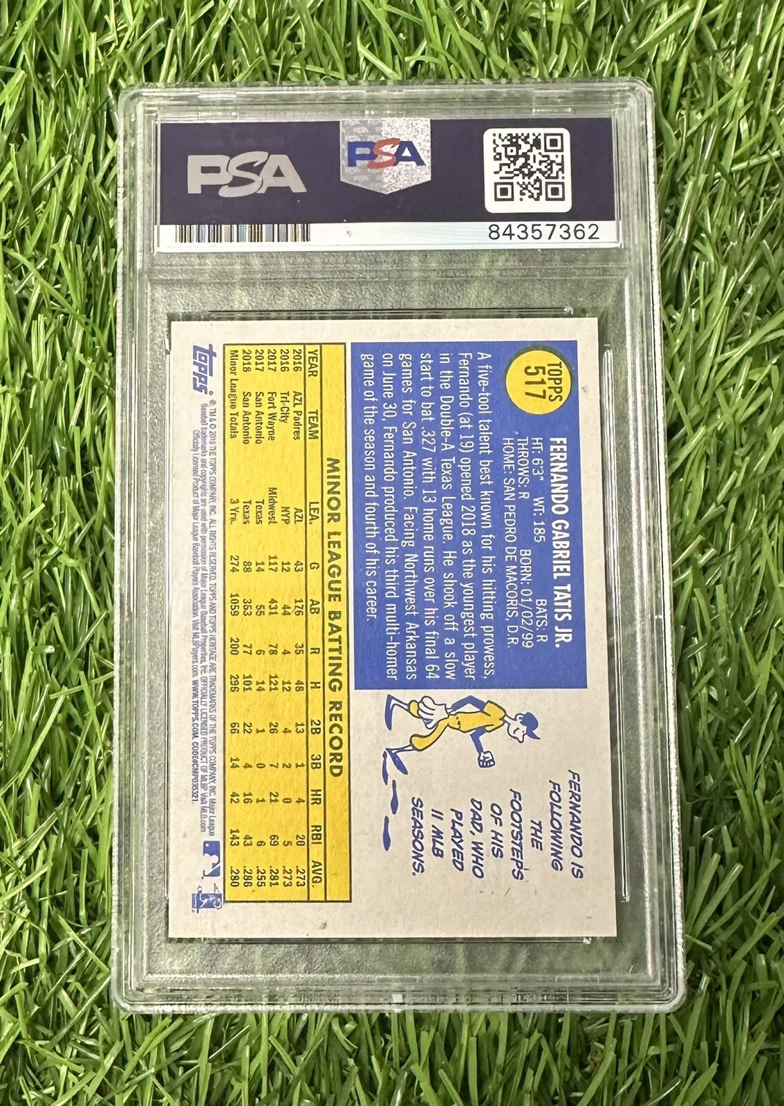 Fernando Tatis Jr. Signed 2019 Topps Heritage #517  Rookie card PSA 10 Auto