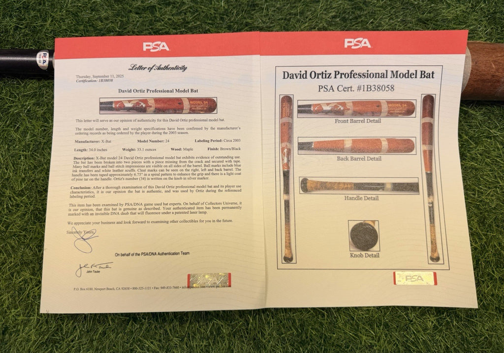 David Ortiz Boston Red Sox Game Used Bat 2003 PSA / DNA LOA Outstanding Use