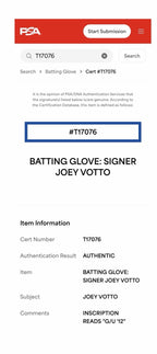 Joey Votto Cincinnati Reds Game Used Batting Gloves Signed 2012 PSA/DNA Auth