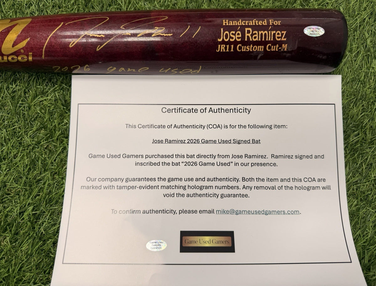 Jose Ramirez Cleveland Guardians Game Used Bat 2026 Signed MLB GUG Auth LOA