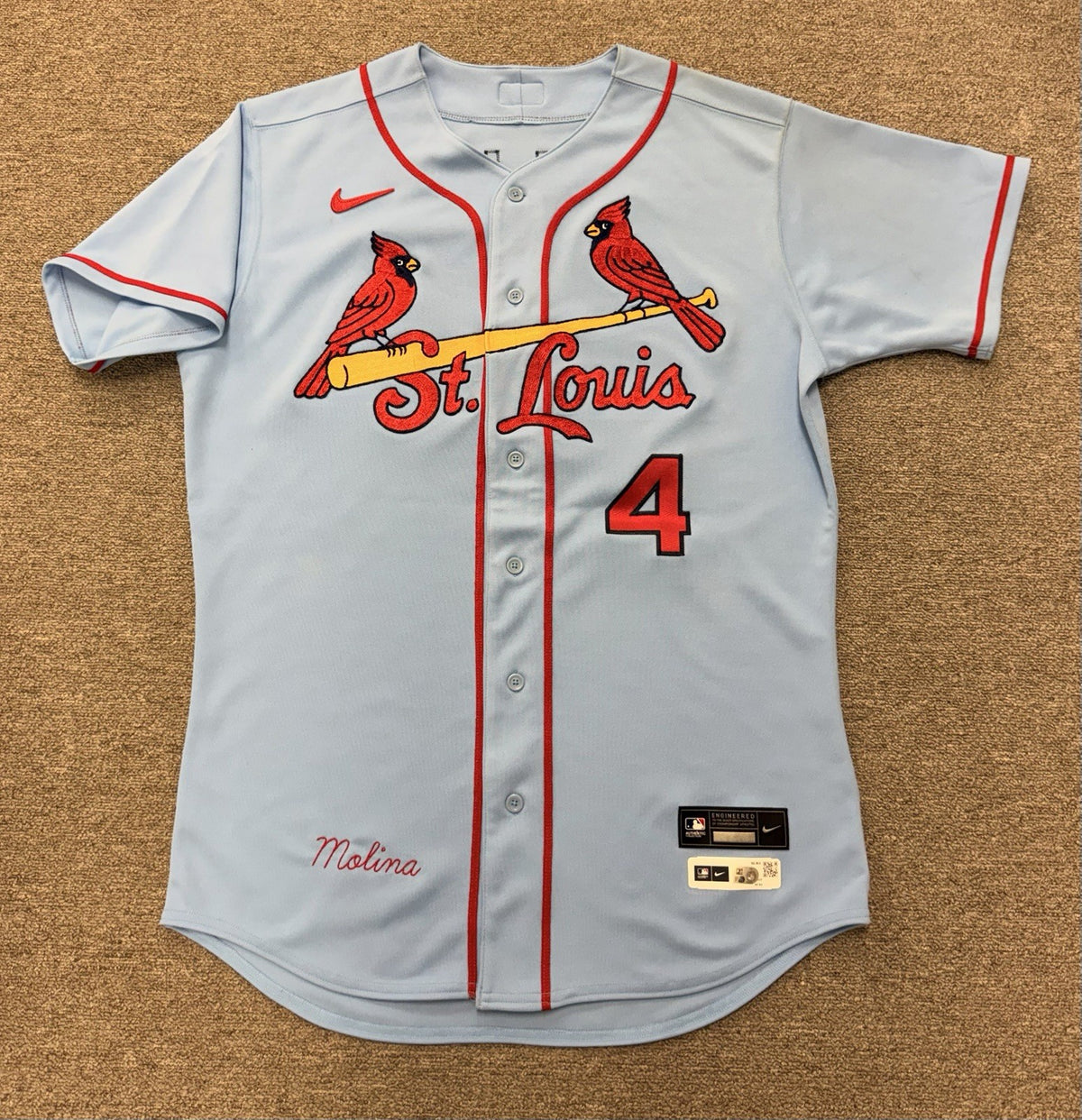 Yadier Molina St. Louis Cardinals Team Issued Jersey 2022 Final Season MLB Auth