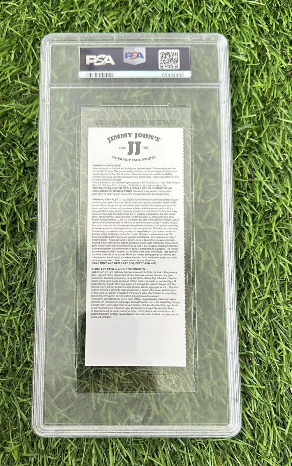 Adrian Beltre Texas Rangers 3000th Hit 7/30/2017 Full Ticket  PSA 10