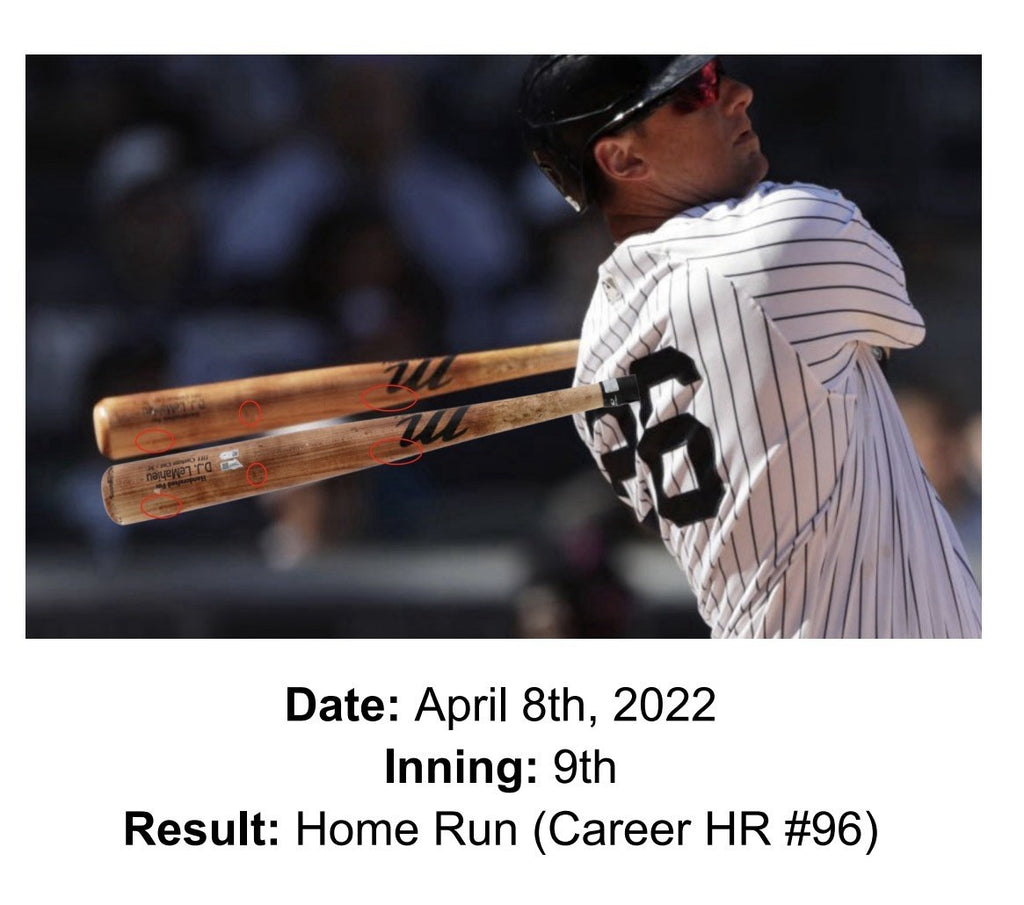 DJ LeMahieu NY Yankees Game Used Bat Career HR 96 MLB Auth