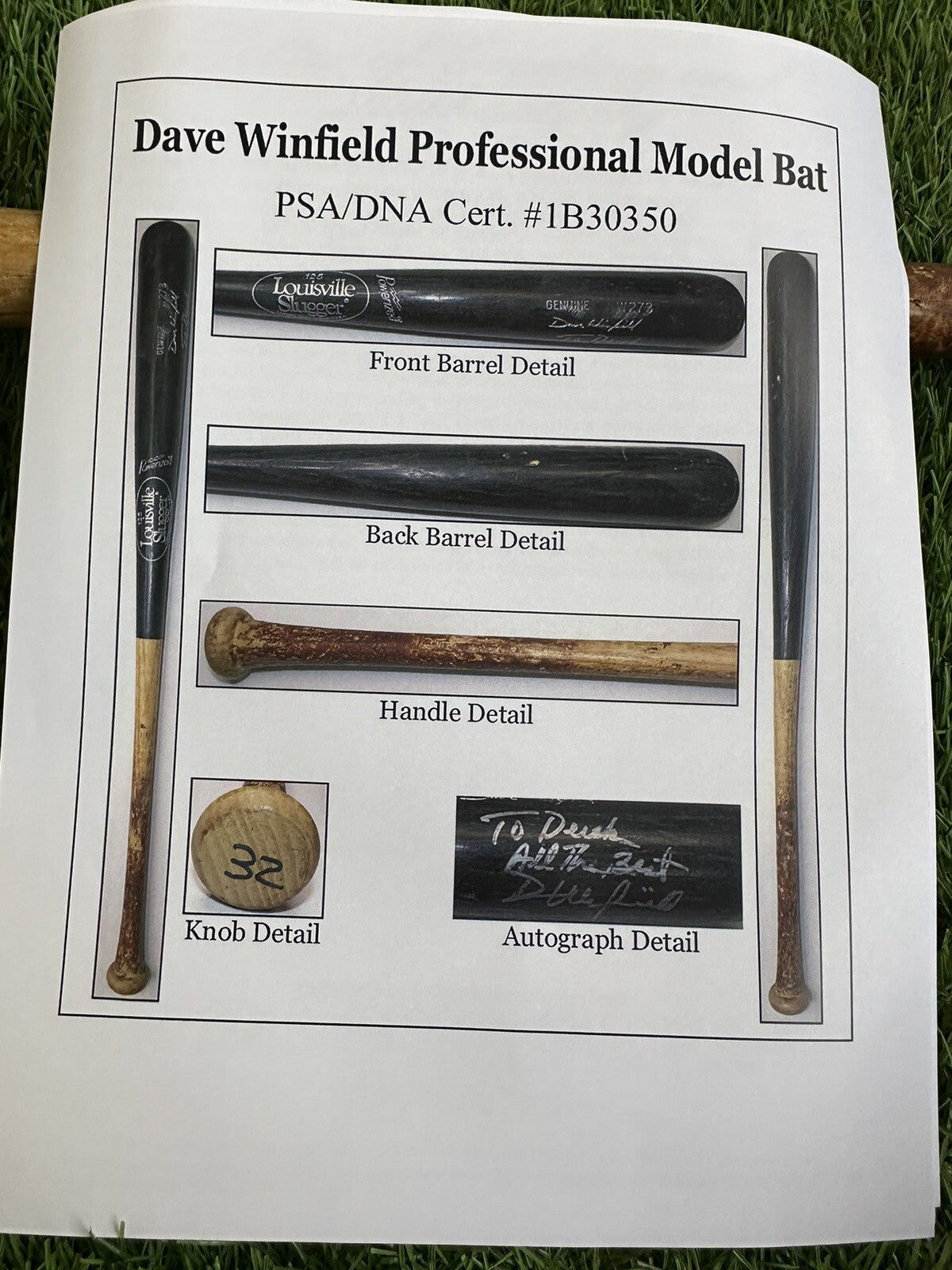 Dave Winfield Game Used Bat Signed 1990 PSA / DNA GU 10