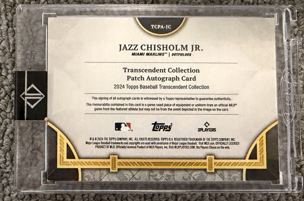Jazz Chisholm Topps Transcendent 2024 Baseball Card TCPA-JC Auto #’ed 3/10