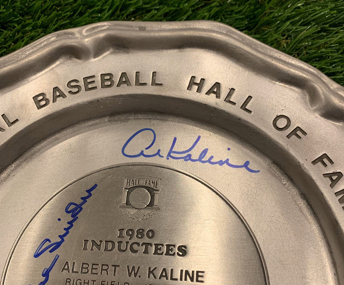 Al Kaline Duke Snider Signed HOF 1980 Signed Pewter Plate JSA Auth Autographed