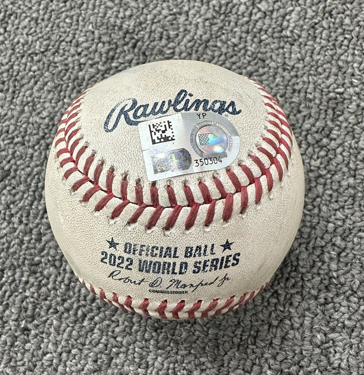 Houston Astros Game Used Baseball “World Series 2022 GM 3” McCullers K MLB Auth