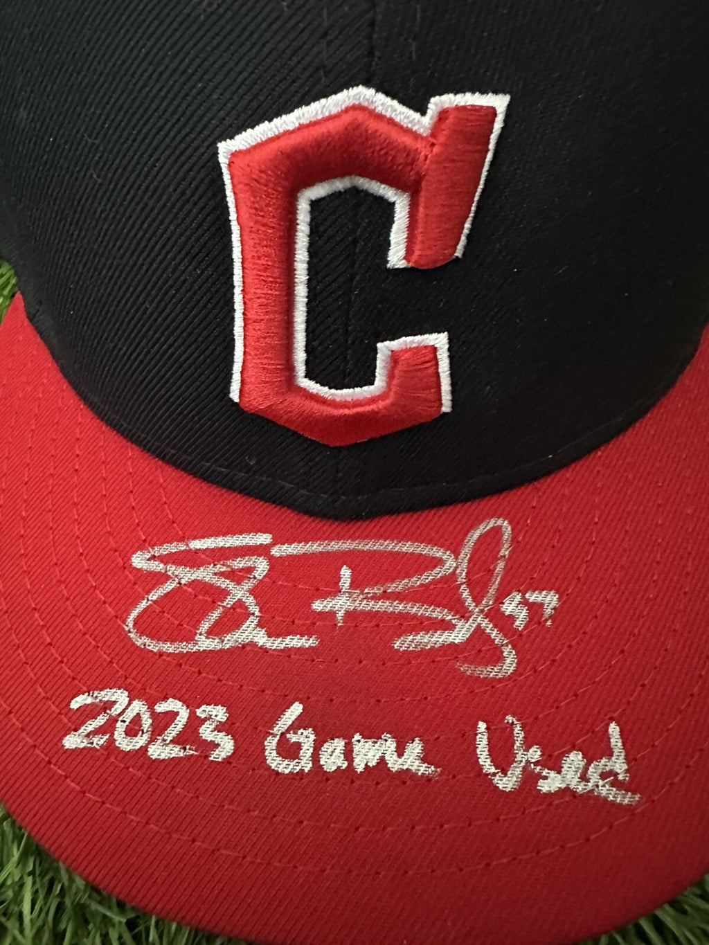 Shane Bieber Cleveland Guardians Game Used Hat 2023 5th Win MLB Auth LOA